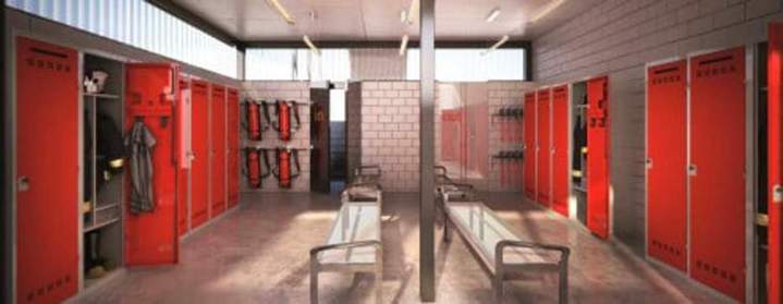 Vestiaire centre de secours de 50à 100 cm de largeur et 194.2 cm de hauteur.